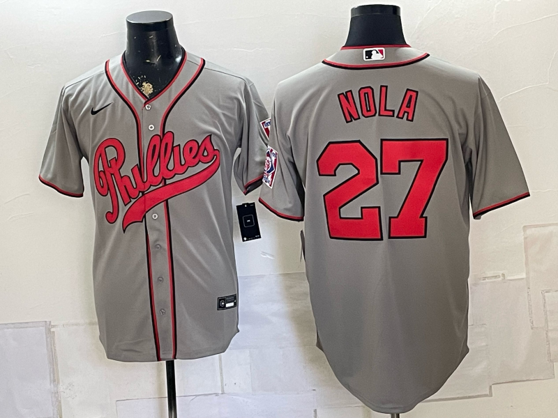 Men 2026 Philadelphia Phillies #27 Nola grey Game Nike MLB Jersey 0826003->philadelphia phillies->MLB Jersey